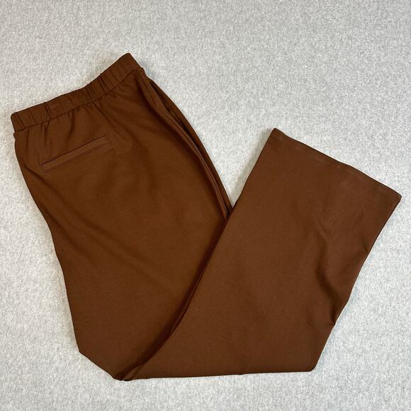 Ava & Viv Pull On Stretch Pant WMNS 3X Plus Brown High Rise Split Ankle Wide Leg - Picture 3 of 13